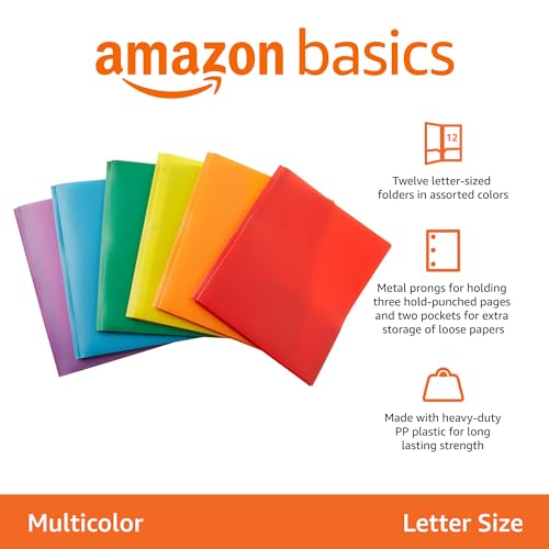 Eco-Friendly Basics Heavy Duty Plastic Folders with 2 Pockets Set