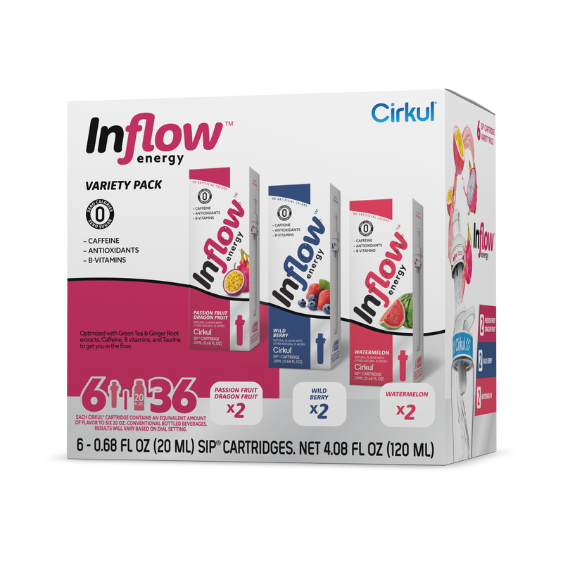 Natural Fruit Flavored Inflow Energy 6-Pack Variety Pack VCUW - Zero-Calorie Multi-Flavor Sip Pods for Water Bottle - Default Title