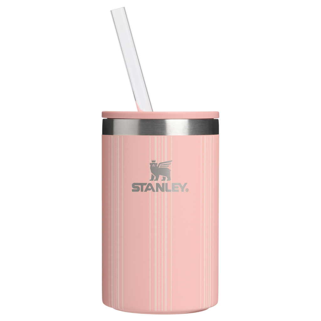 Leak-Proof Insulated The Everyday Can Cooler Cup D353P - Leak-Proof Insulated Mini Cooler Bag for Lunch - Peach Rose Picnic Stripe