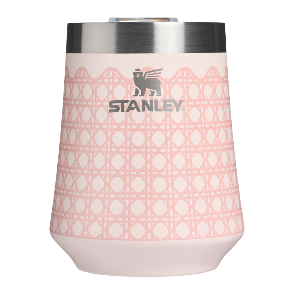 Shatterproof Luxury The Reserve Wine Tumbler D352C - Shatterproof Flavor-Preserving Cocktail Tumbler with Lid - Rose Quartz Rattan
