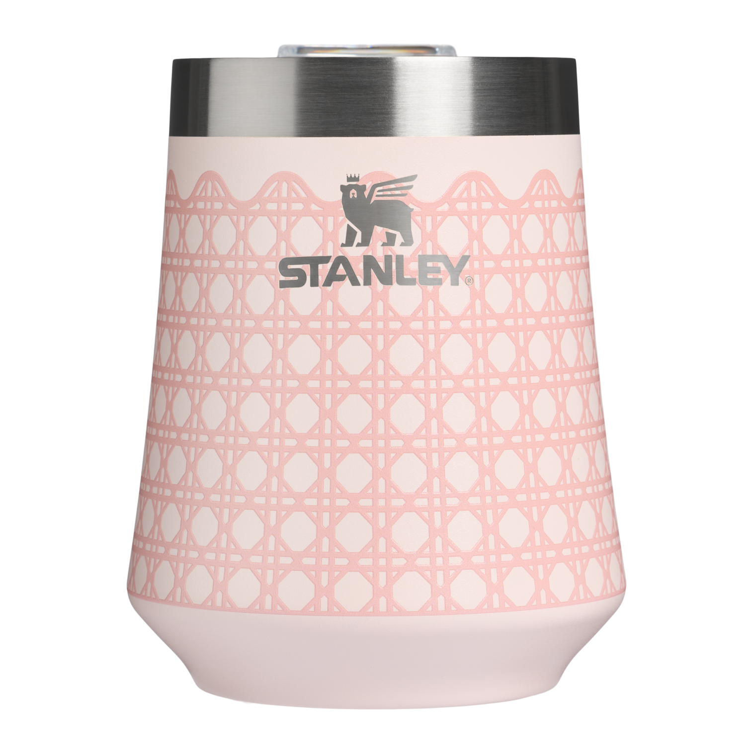 Shatterproof Luxury The Reserve Wine Tumbler D352C - Shatterproof Flavor-Preserving Cocktail Tumbler with Lid - Rose Quartz Rattan