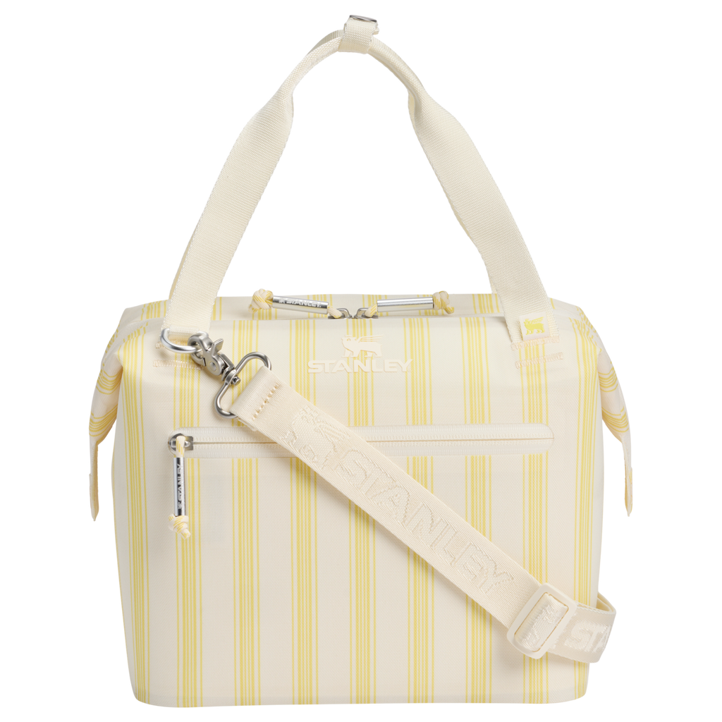 Leak-Proof Insulated The All Day Julienne Mini Cooler D349V - Compact All-Weather Soft-Sided Cooler Backpack - Cream Picnic Stripe