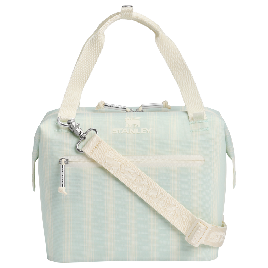 Leak-Proof Insulated The All Day Julienne Mini Cooler D349V - Compact All-Weather Soft-Sided Cooler Backpack - Mist Picnic Stripe
