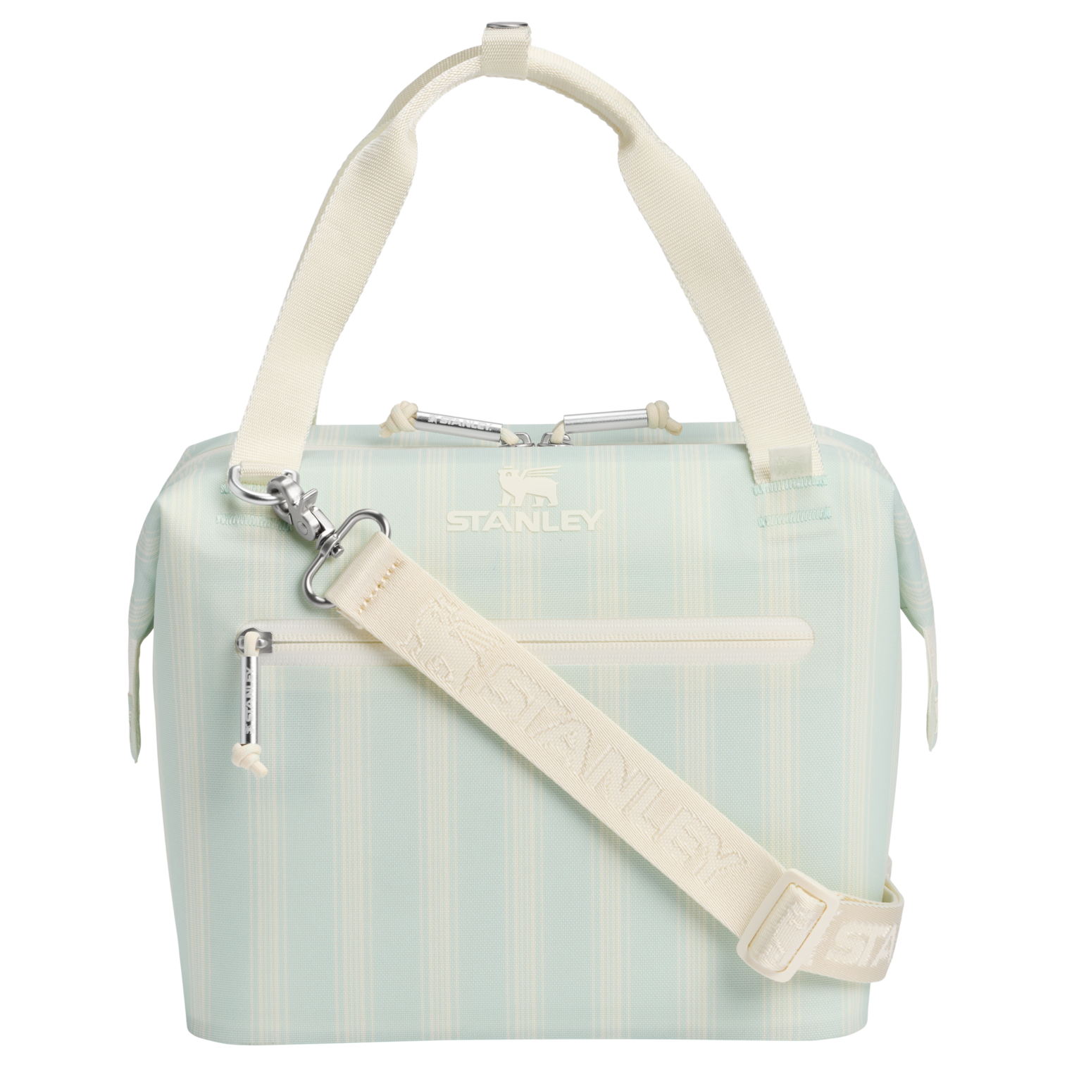 Leak-Proof Insulated The All Day Julienne Mini Cooler D349V - Compact All-Weather Soft-Sided Cooler Backpack - Mist Picnic Stripe