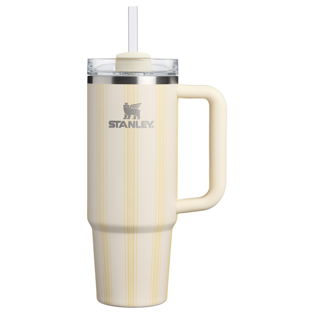 Car-Cup Friendly The Quencher H2.0 Flowstate Tumbler D343V - 40oz Large Capacity Car-Cup Friendly Quencher - Cream Picnic Stripe