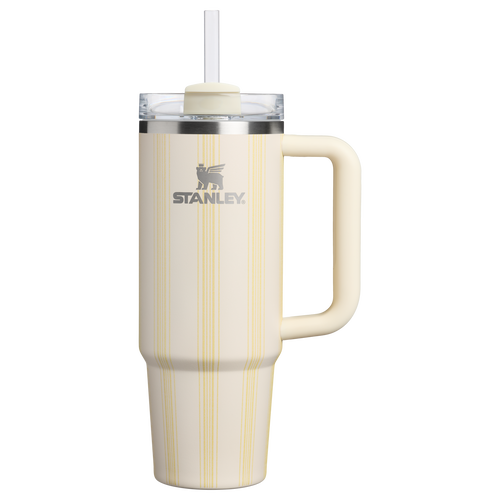 Car-Cup Friendly The Quencher H2.0 Flowstate Tumbler D343V - 40oz Large Capacity Car-Cup Friendly Quencher - Cream Picnic Stripe