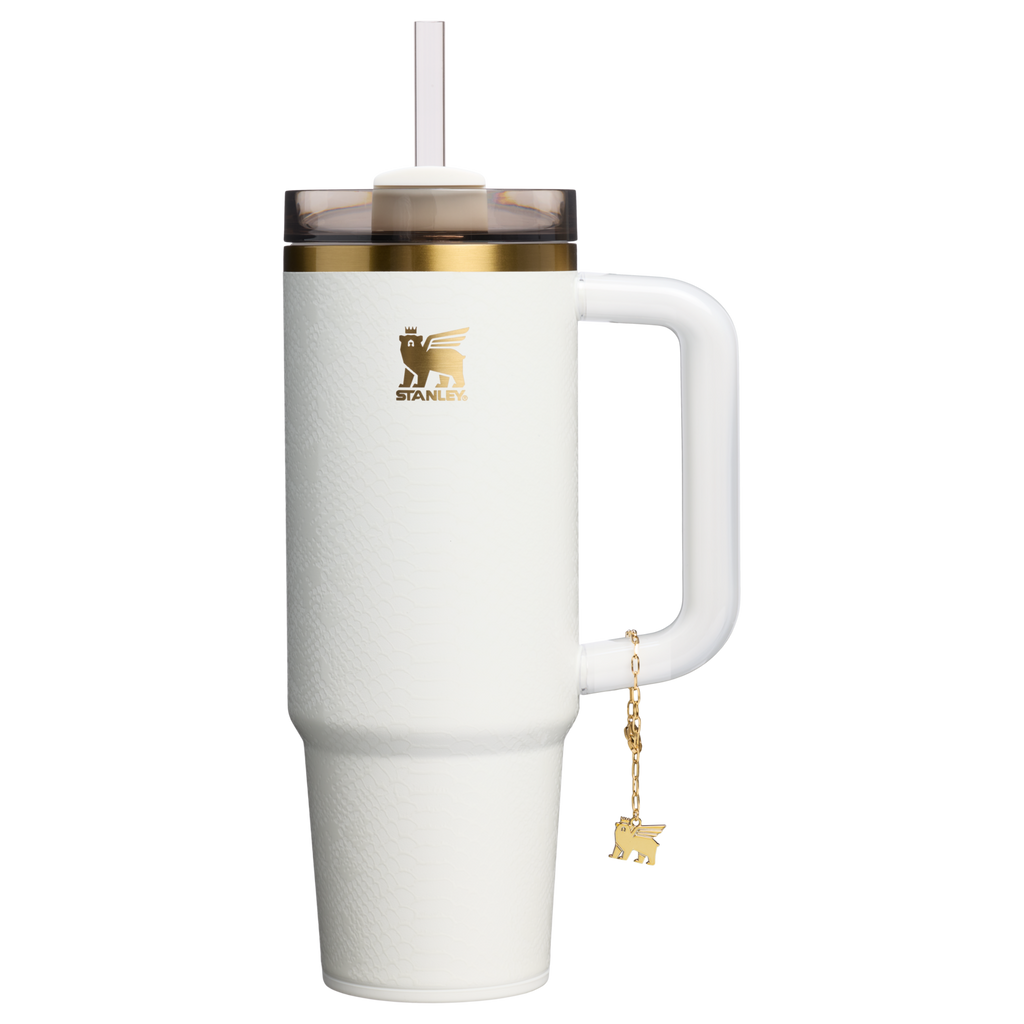 Splash-Resistant FlowState The Quencher Luxe H2.0 Flowstate Tumbler D171F - Premium Stainless Steel Straw Cup for All-Day Hydration - Pale Stone Snakeskin