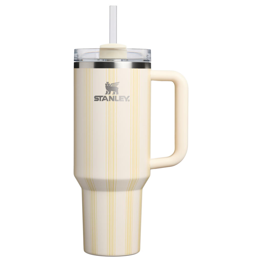 Splash-Resistant FlowState The Quencher H2.0 Flowstate Tumbler D342C - Premium Stainless Steel Straw Cup for All-Day Hydration - Cream Picnic Stripe