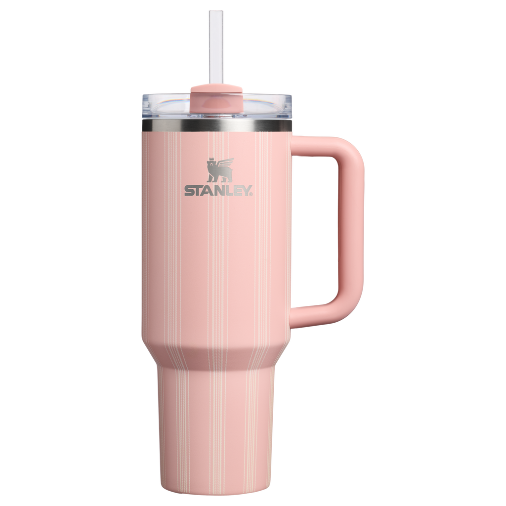 Splash-Resistant FlowState The Quencher H2.0 Flowstate Tumbler D342C - Premium Stainless Steel Straw Cup for All-Day Hydration - Peach Rose Picnic Stripe