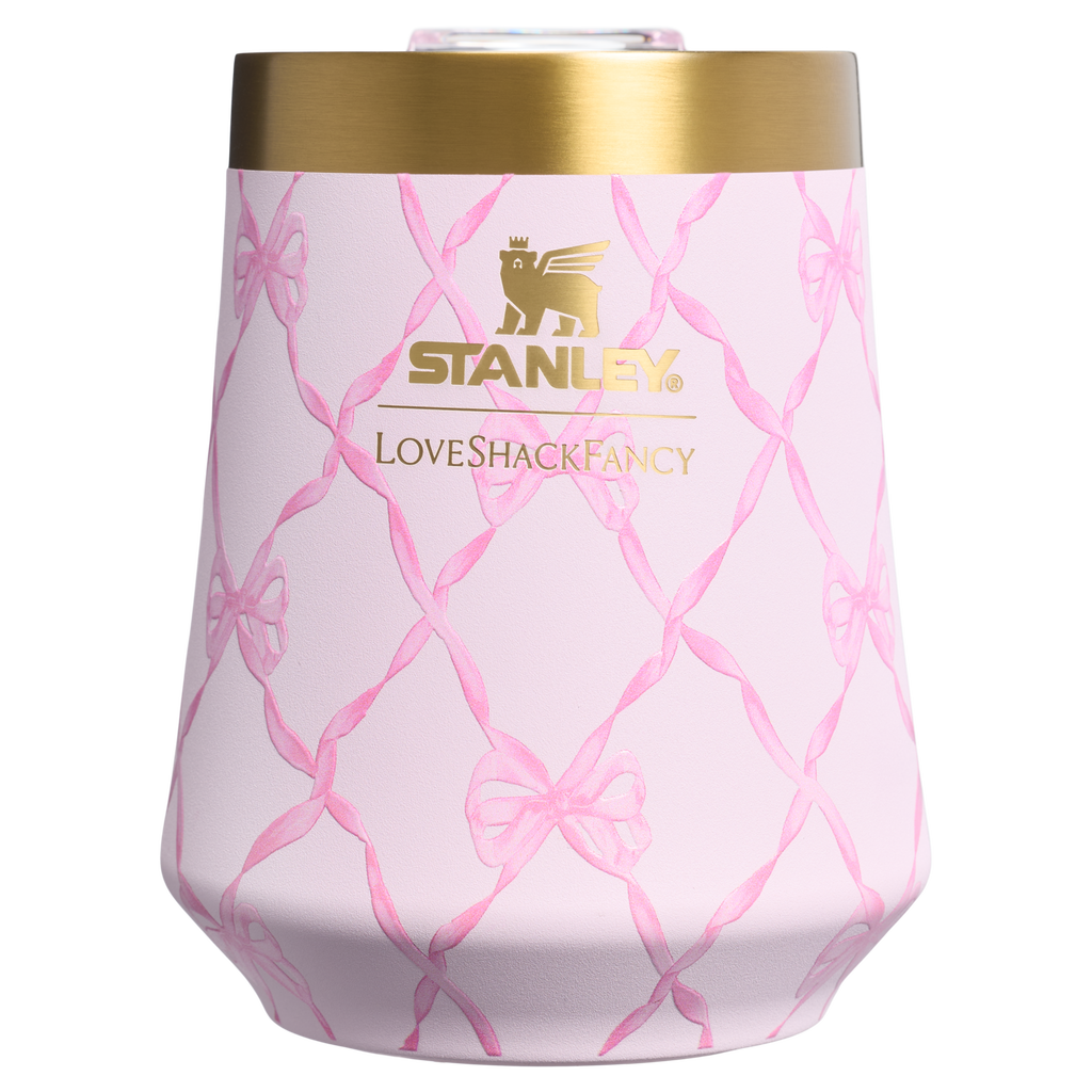 Elegant Stemless Stanley 1913 x LoveShackFancy Holiday Reserve Wine Tumbler D204X - Premium Insulated Egg-Shaped Wine Glass for Outdoors Detail