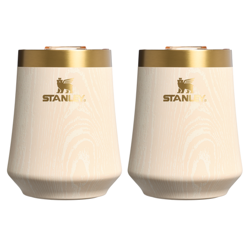 Flavor-Preserving The Cheers & Cheer Reserve Wine Tumbler | 2-pack D190T - Premium Insulated Egg-Shaped Wine Glass for Outdoors - Birch Woodgrain