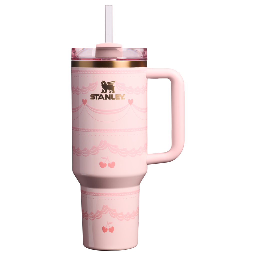 Splash-Resistant FlowState The Valentine’s Day Quencher H2.0 Flowstate Tumbler D231T - Double-Wall Vacuum Insulated Travel Tumbler with Straw - Pink Velvet Cake