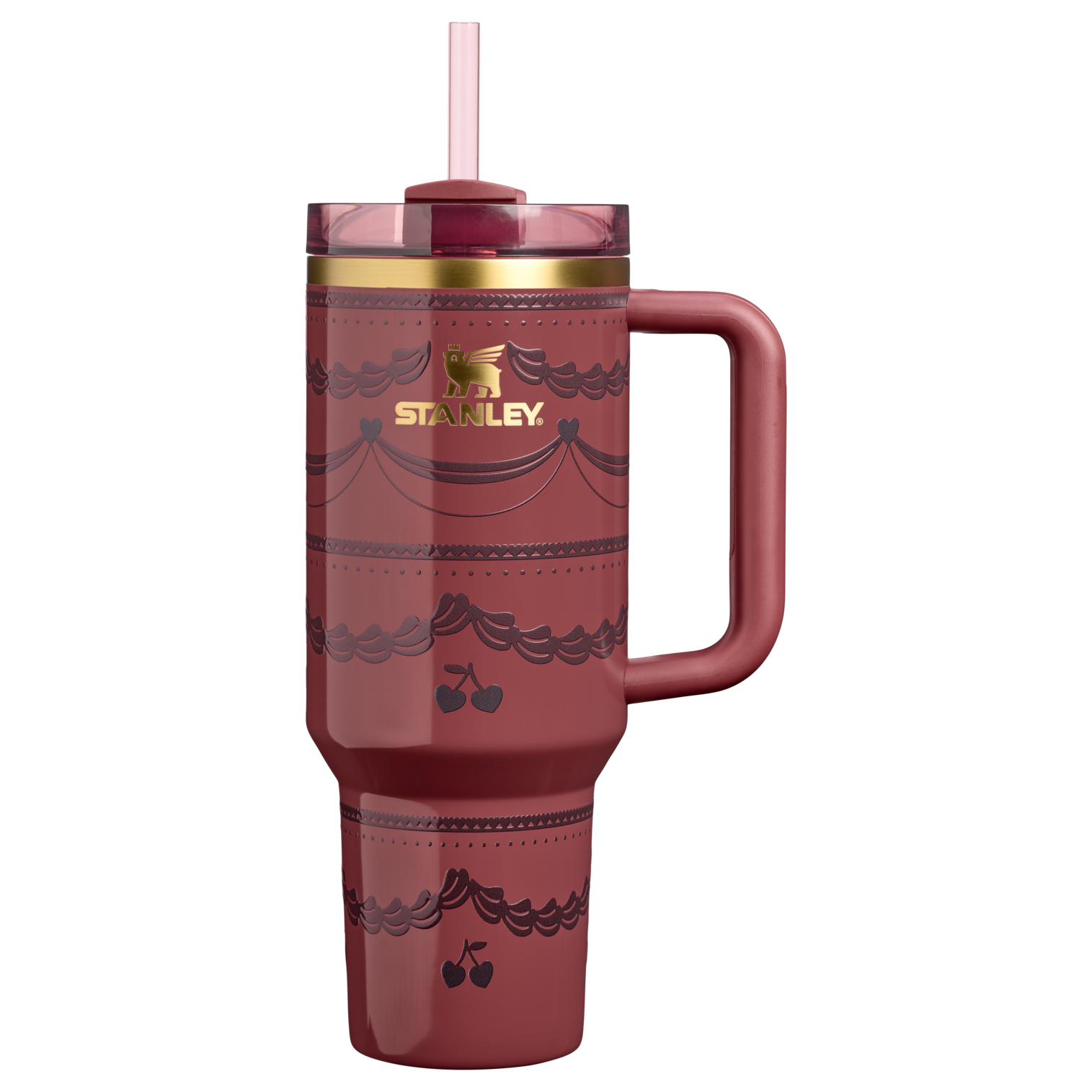 Splash-Resistant FlowState The Valentine’s Day Quencher H2.0 Flowstate Tumbler D231T - Double-Wall Vacuum Insulated Travel Tumbler with Straw - Red Velvet Cake