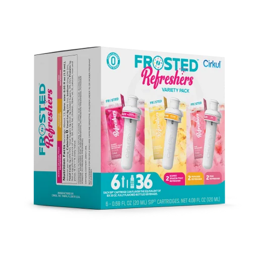 Sugar-Free Frosted Refreshers 6-Pack Variety Pack 1367 - Electrolyte Hydration Enhanced Taste Cartridges Detail