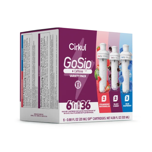 Refreshing Electrolyte GoSip 6-Pack Variety Pack CB6Q - Sugar-Free Fruit Flavor Cartridge Refill Detail