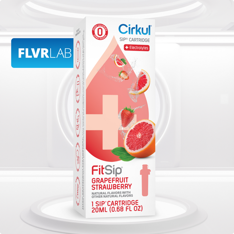 Refreshing Electrolyte FitSip Grapefruit Strawberry QAST - Electrolyte Hydration Enhanced Taste Cartridges Detail