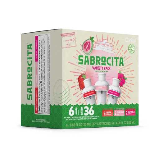 Natural Fruit Flavored Sabrocita 6-Pack Variety Pack E8JI - Electrolyte Hydration Enhanced Taste Cartridges Detail